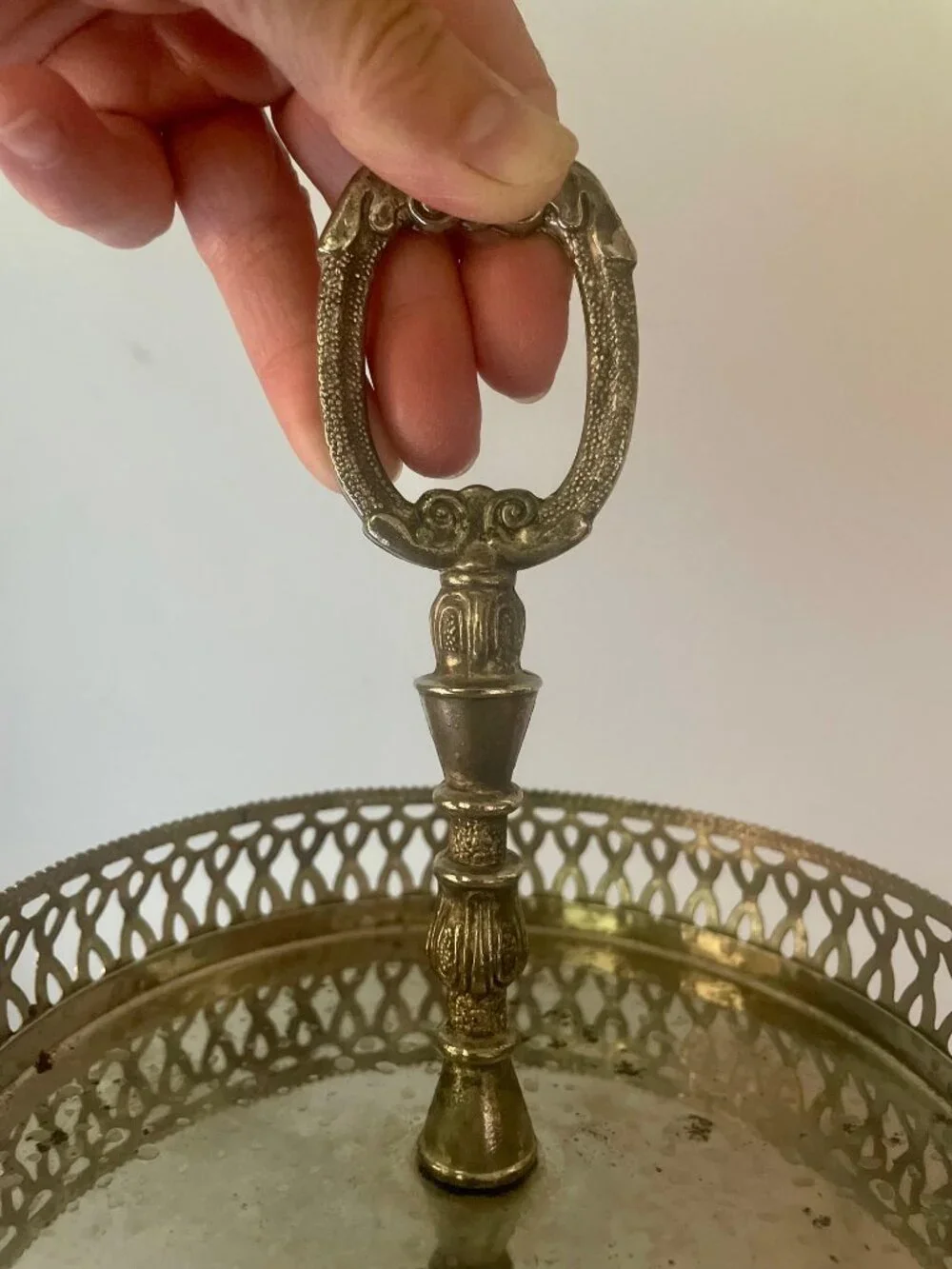 Vintage Silverplate Pierced Basket with Ornate Handle